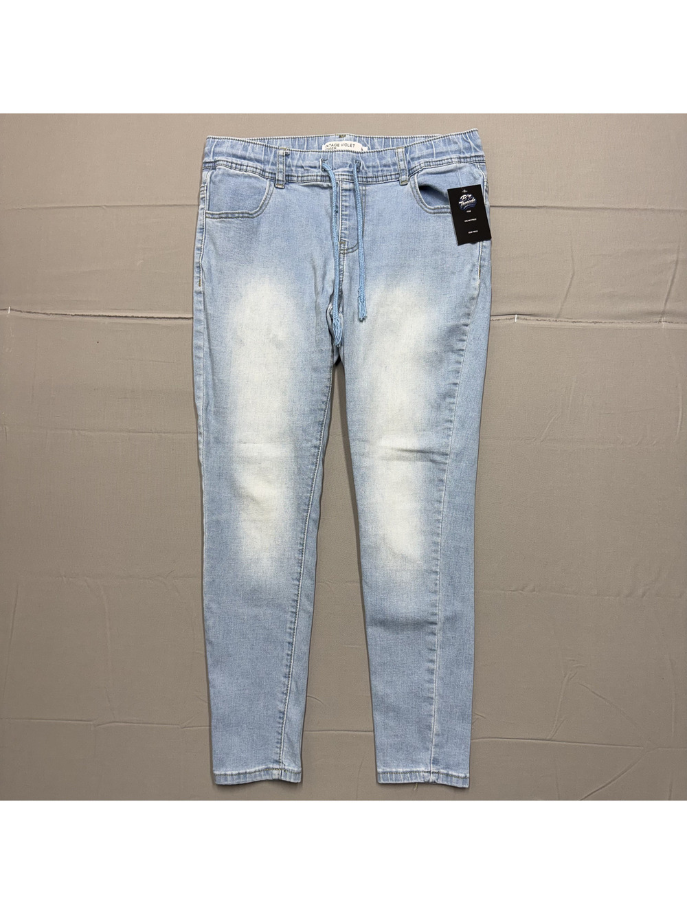 Vintage Violet Womens Denim Jogger Jeans Elastic Waist Light Wash Blue Size 8P